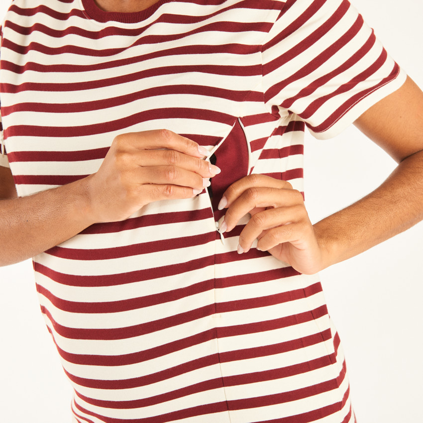 Camiseta de manga corta de lactancia para mujer 