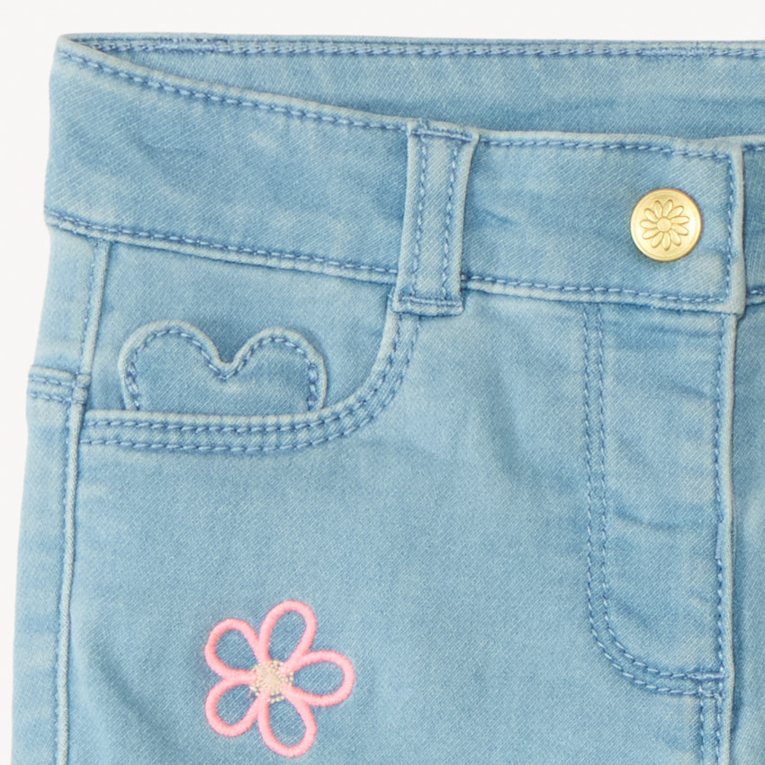 Short vaquero con bordado divertido para bebé niña 