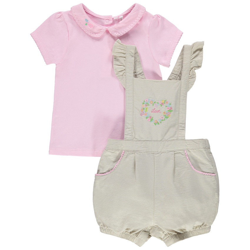 Conjunto Peto corto con bordados coloridos y polo rosa  Additional Conjunto Peto corto con bordados coloridos y polo rosa