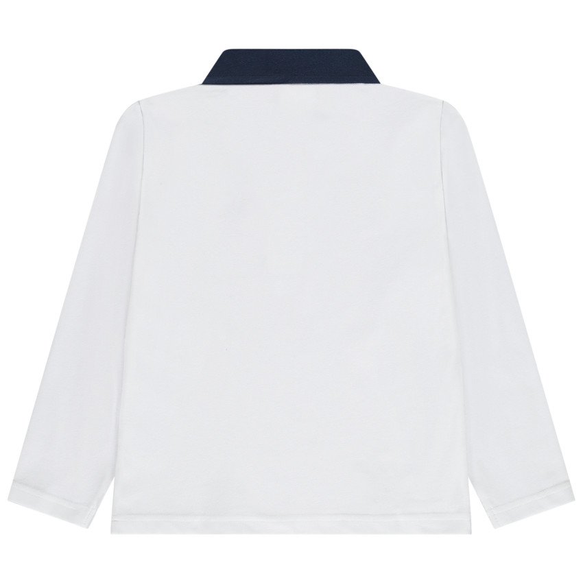 Polo de manga larga bicolor bordado para niño 