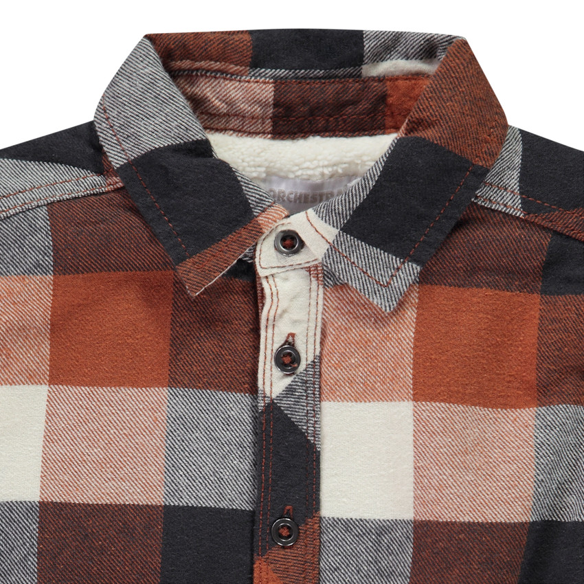 Camisa de franela con forro de sherpa a cuadros para niño 