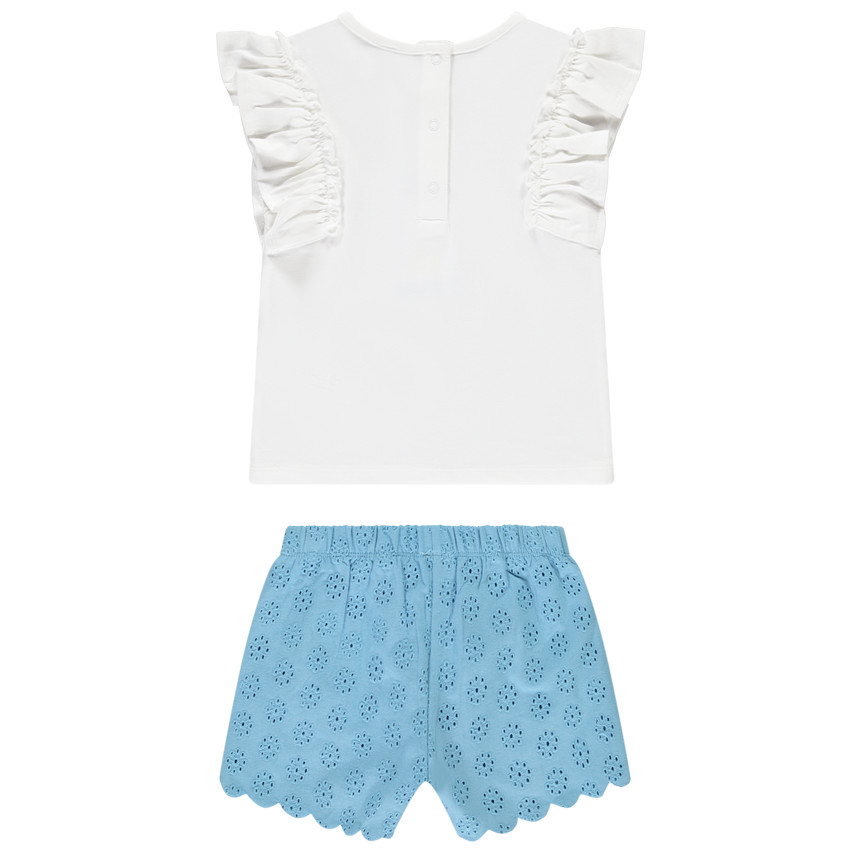 Conjunto camiseta manga corta margarita + short para bebé niña 