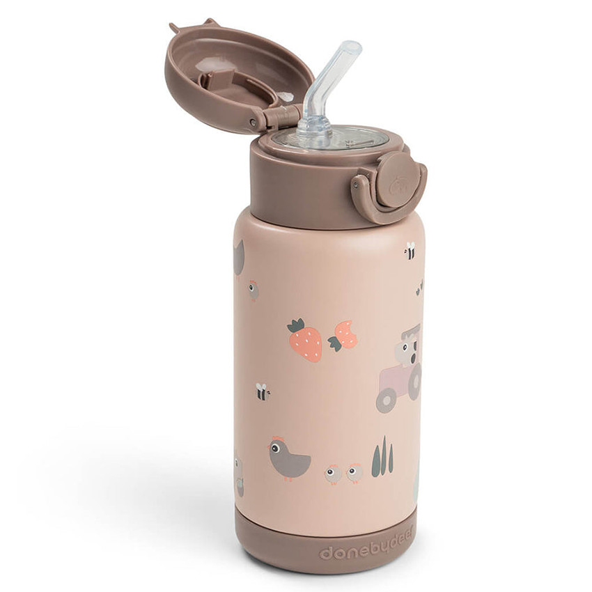Botella isotérmica con pajita 340ml Tiny Farm - Rosa 