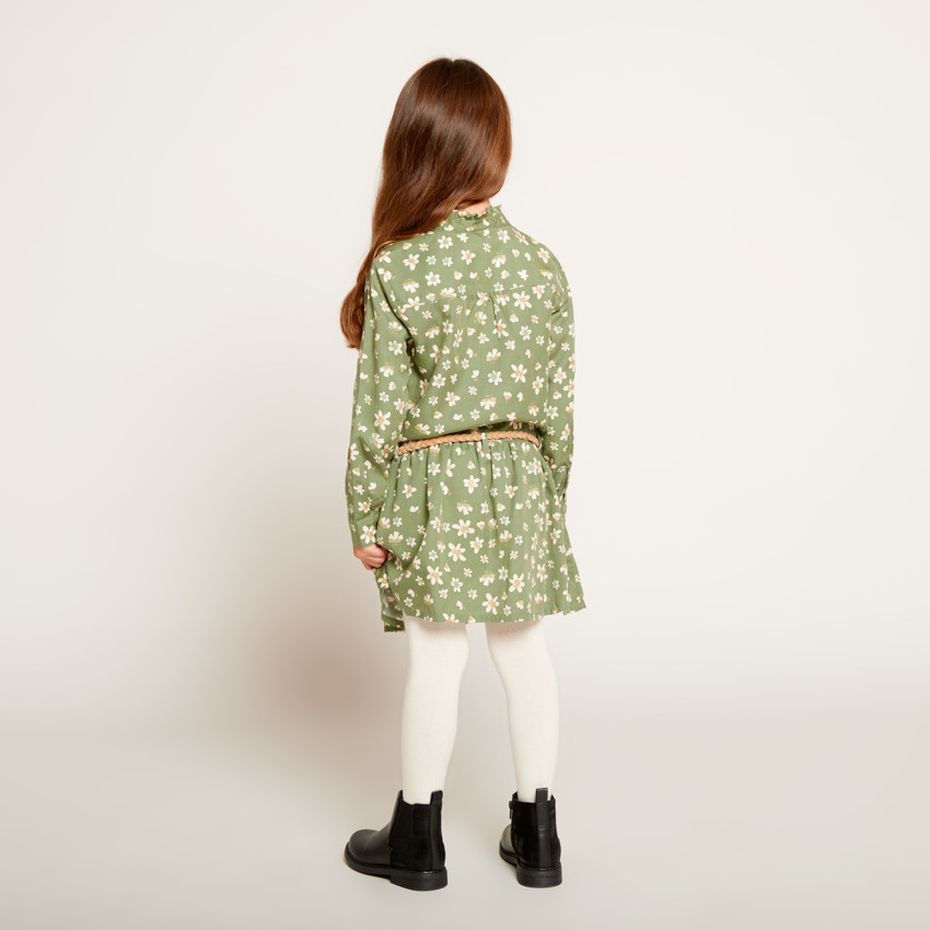 Vestido de manga larga estilo camisa estampado para niña 