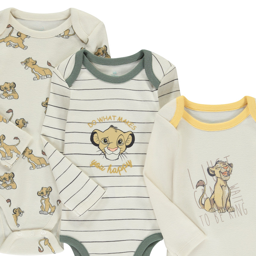 Pack de 3 bodies de manga larga Simba Disney para bebé niño.  Additional Pack de 3 bodies de manga larga Simba Disney para bebé niño.
