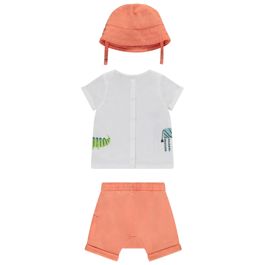 Conjunto corto 3 piezas con sombrero para bebé niño 