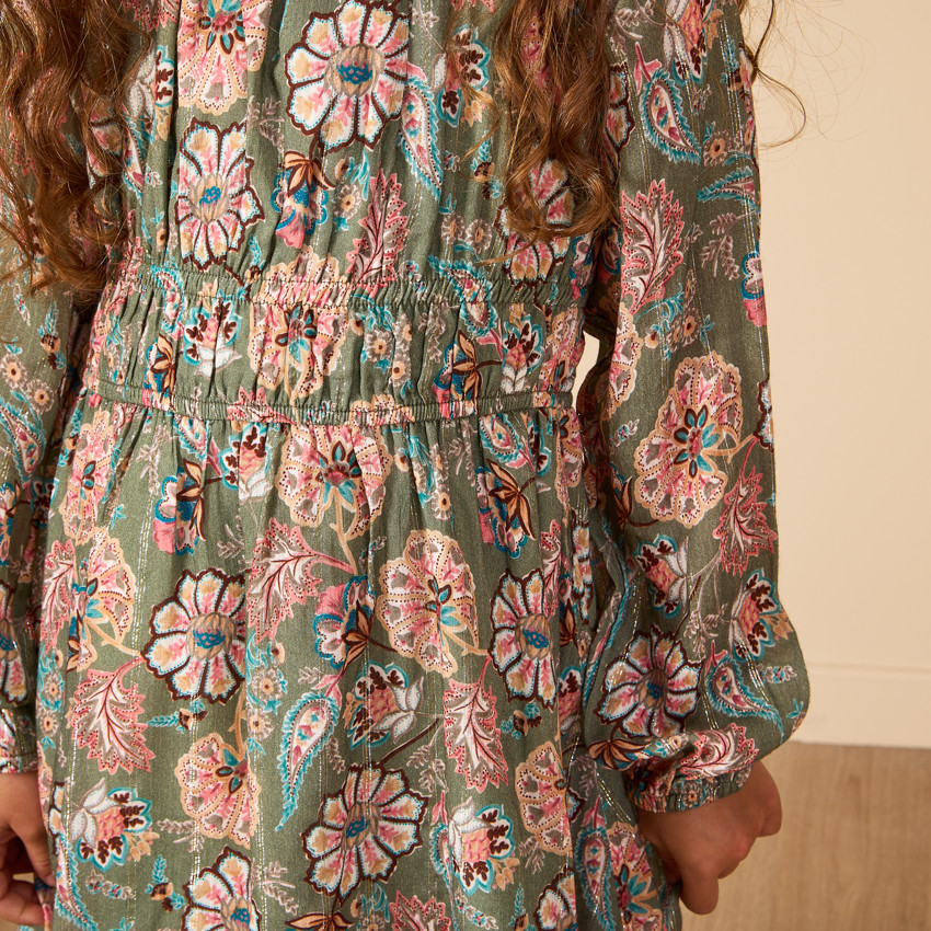 Vestido de manga larga con estampado floral efecto bohemio para niña 
