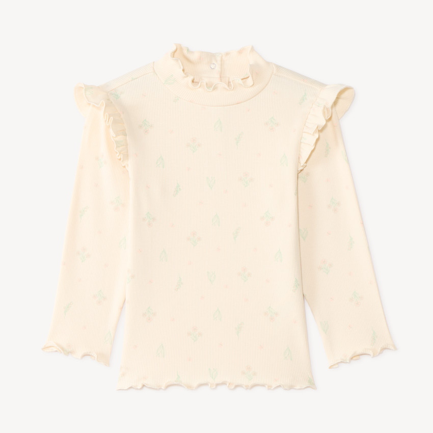 Suéter de cuello alto y mangas acampanadas con estampado de flores para bebé niña 