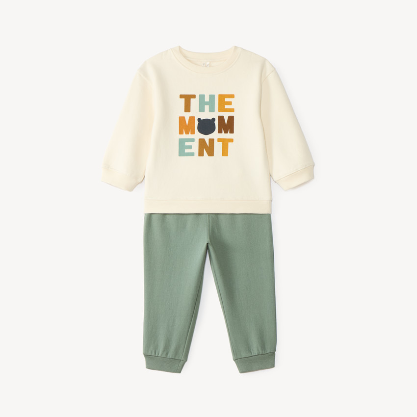 Conjunto de chándal para bebé niño de felpa con estampado divertido. 