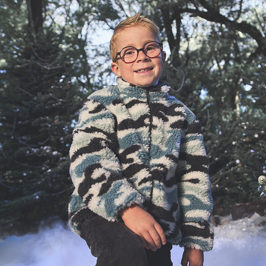 Chaqueta de sherpa con estampado de camuflaje niño 
