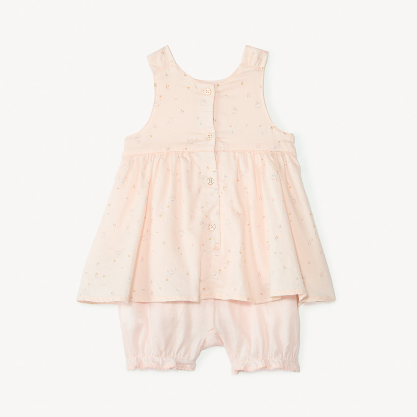 Monosuit corto efecto 2 en 1 con estampado divertido para niña. 