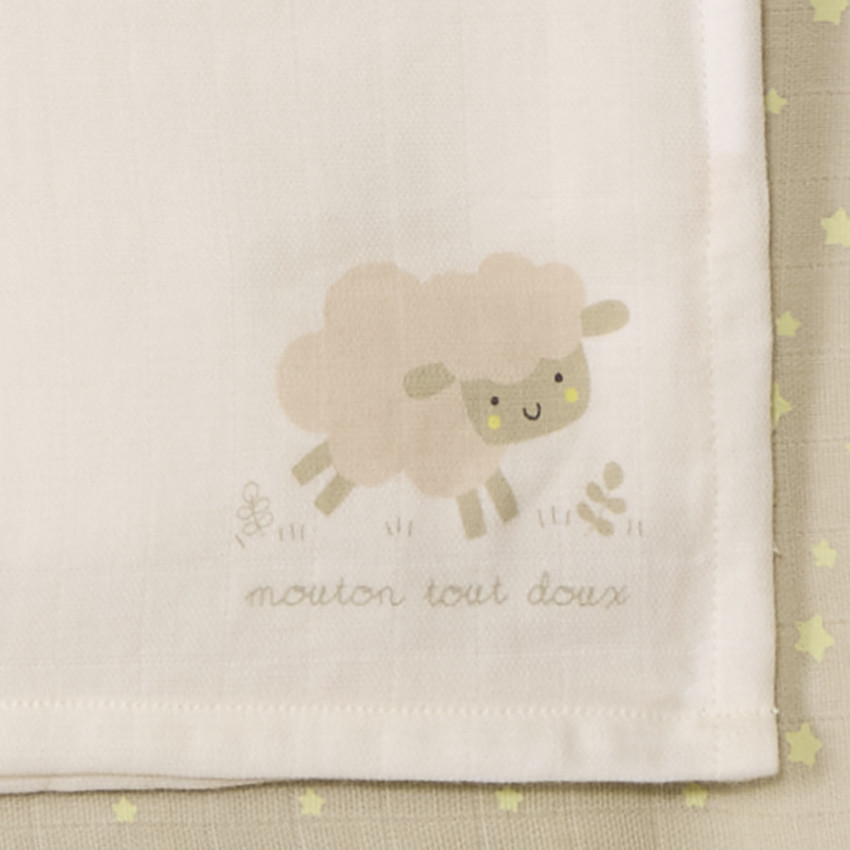 Lot de 3 langes en tetra motifs mouton pour bébé 