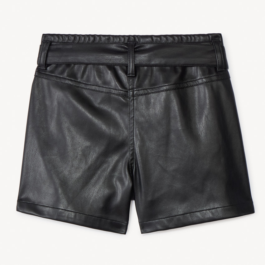 Short liso de polipiel con cinturón para anudar para niña 