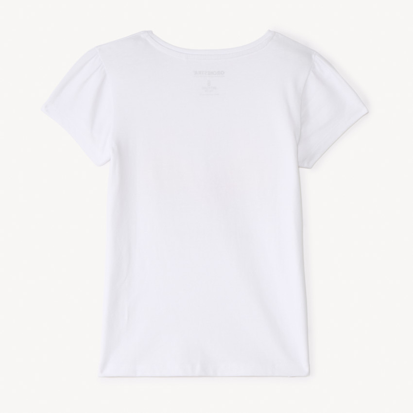 Camiseta de manga corta con estampado y brillos para niña 