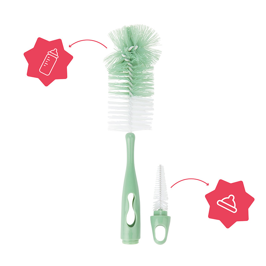Cepillo limpiabiberones y tetinas verde 