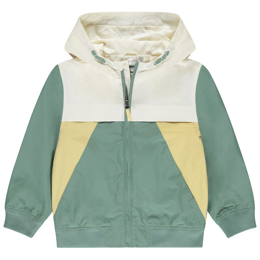 Cortavientos efecto colorblock con capucha para niño 
