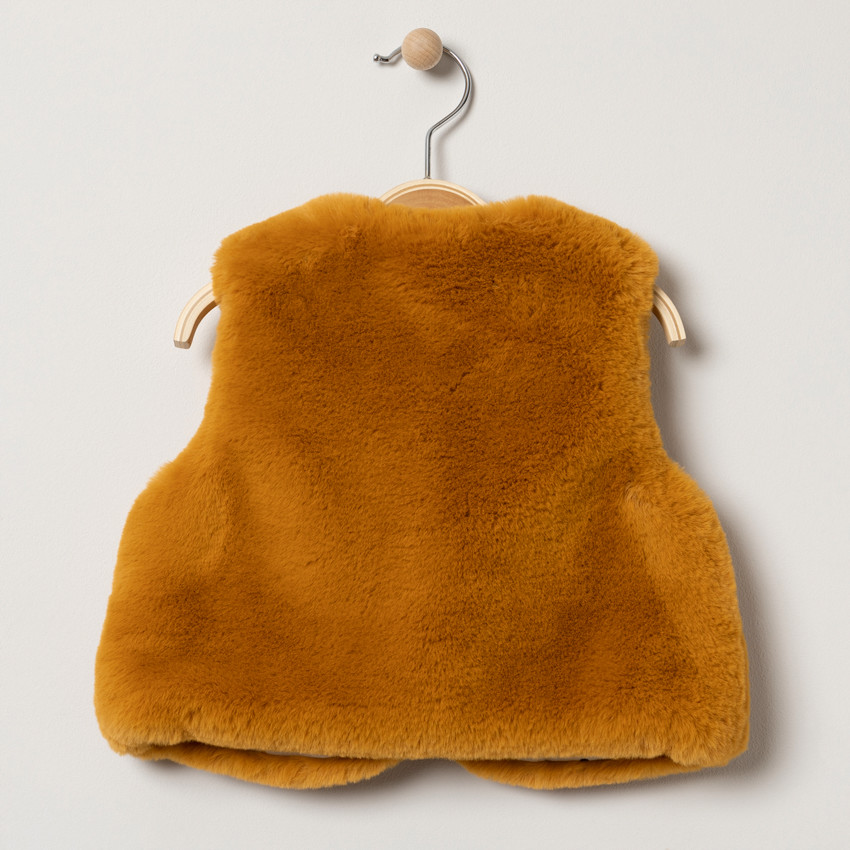 Chaleco sin manga falsa piel forrado  jersey con lunares  