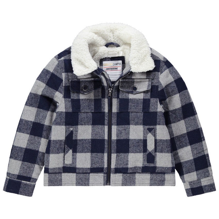 Chaqueta de franela con forro de borreguillo y bolsillos 