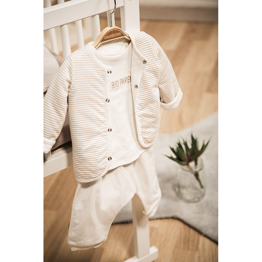 Chaleco reversible de algodón bio liso con estampado 