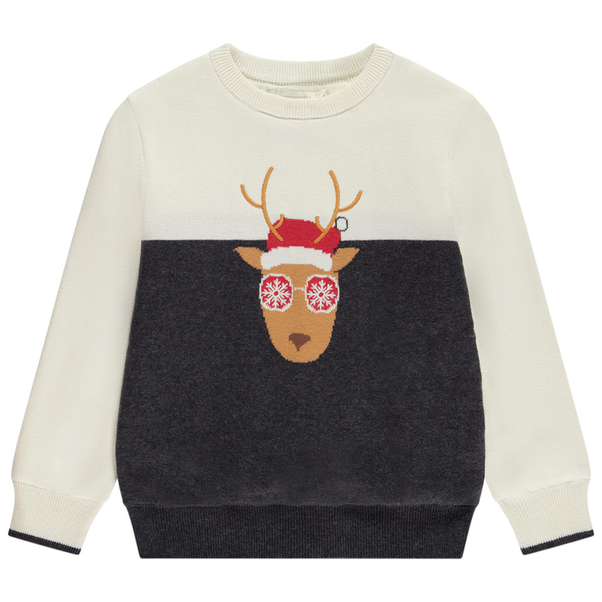 Jersey de punto forrado de terciopelo con motivo de reno de Navidad para niño 