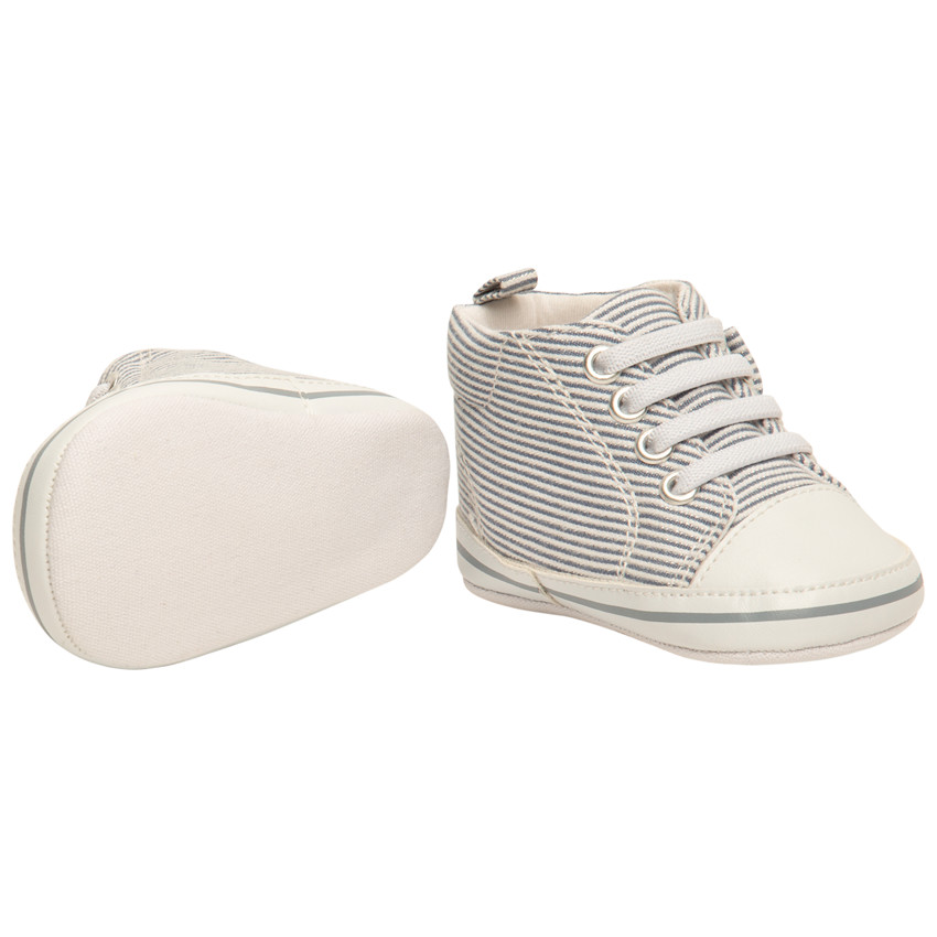 Zapatillas altas de lona con cordones y estampado a rayas para bebé niña 