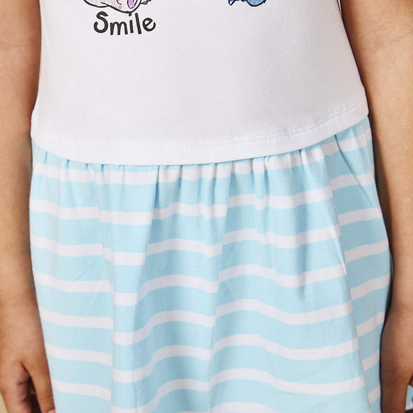 Vestido efecto 2 en 1 print Stitch & Angel Disney para niña 