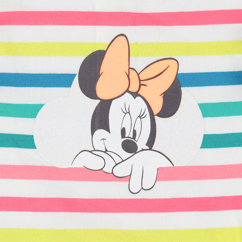 Conjunto camiseta de rayas print Minnie Disney y short toalla 