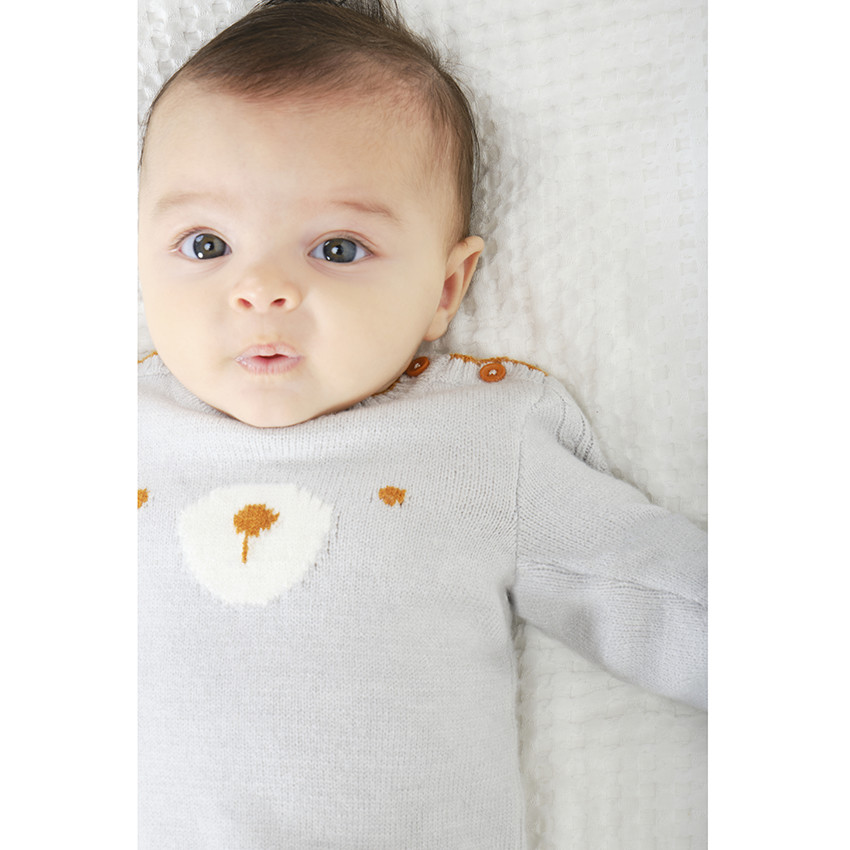 Mono largo en tejido de punto con imagen de osito para bebé niño 