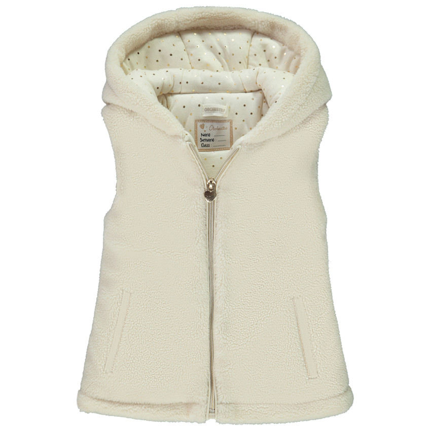 Chaleco de pelo sintético con capucha para niña 