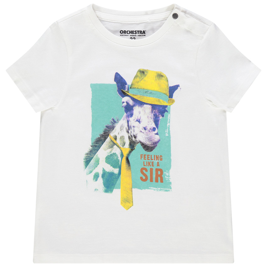 Camiseta manga corta en algodón orgánico print animal 