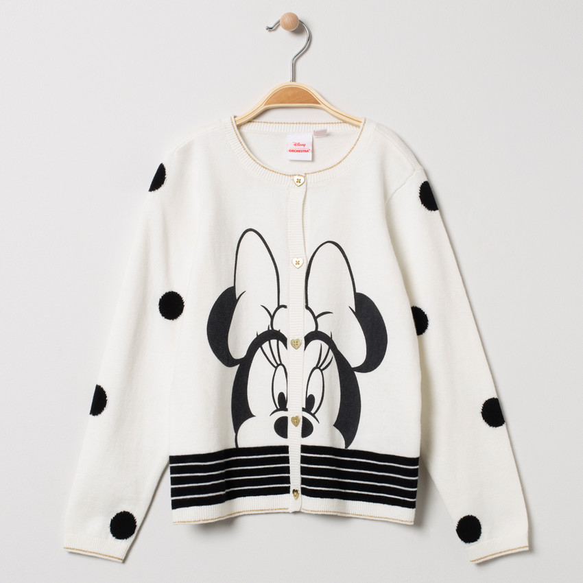 Gilet en tricot motif pois et Minnie Disney 