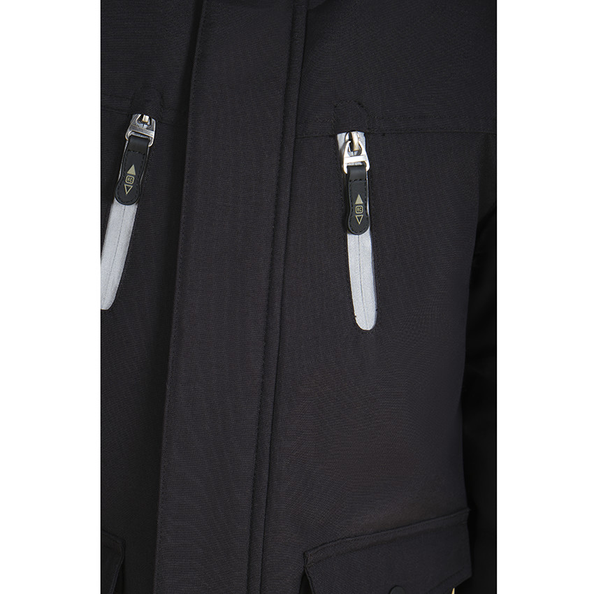 Parka en poliéster con capucha con pelo falso y forro micropolar para niño 