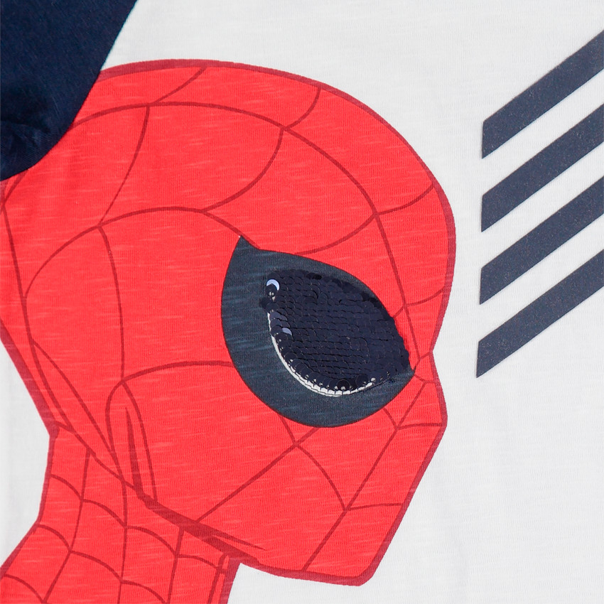 Camiseta de manga corta con capucha y estampado de Spiderman y ojo de lentejuelas mágicas 