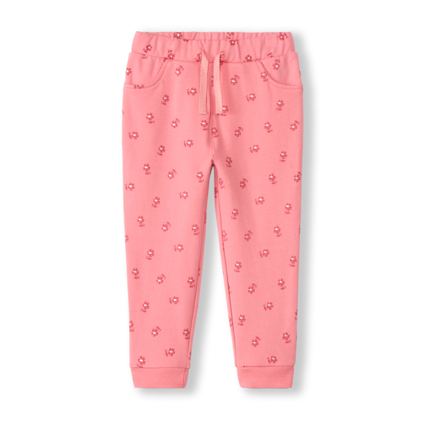 Pantalón jogging de felpa con estampado de flores para bebé niña 