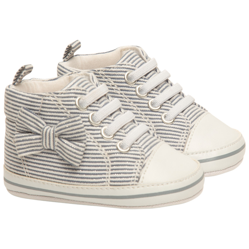 Zapatillas altas de lona con cordones y estampado a rayas para bebé niña 