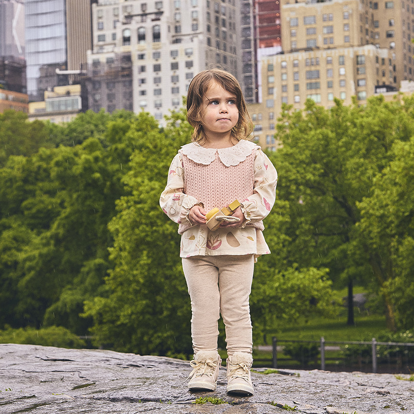 Conjunto de blusa sin mangas y legging liso para bebé niña 