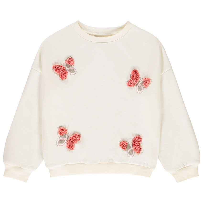 Sudadera de felpa oversize con motivos efecto pétalos 3D para niña  Additional Sudadera de felpa oversize con motivos efecto pétalos 3D para niña
