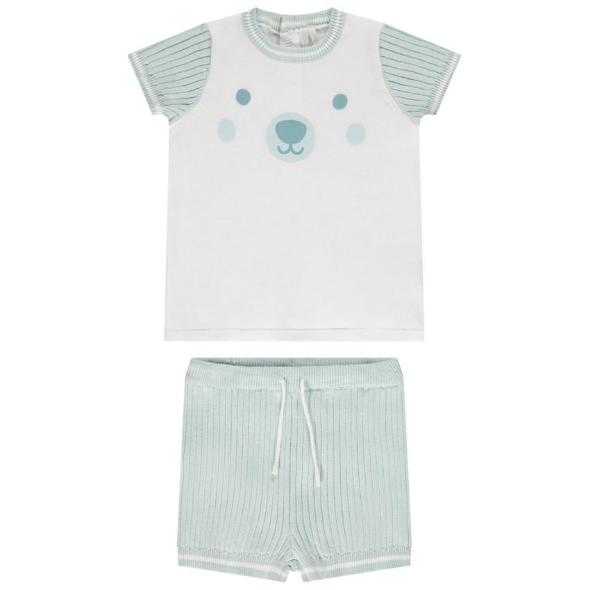 Conjunto camiseta de manga corta y short con estampado de oso para bebé niño 