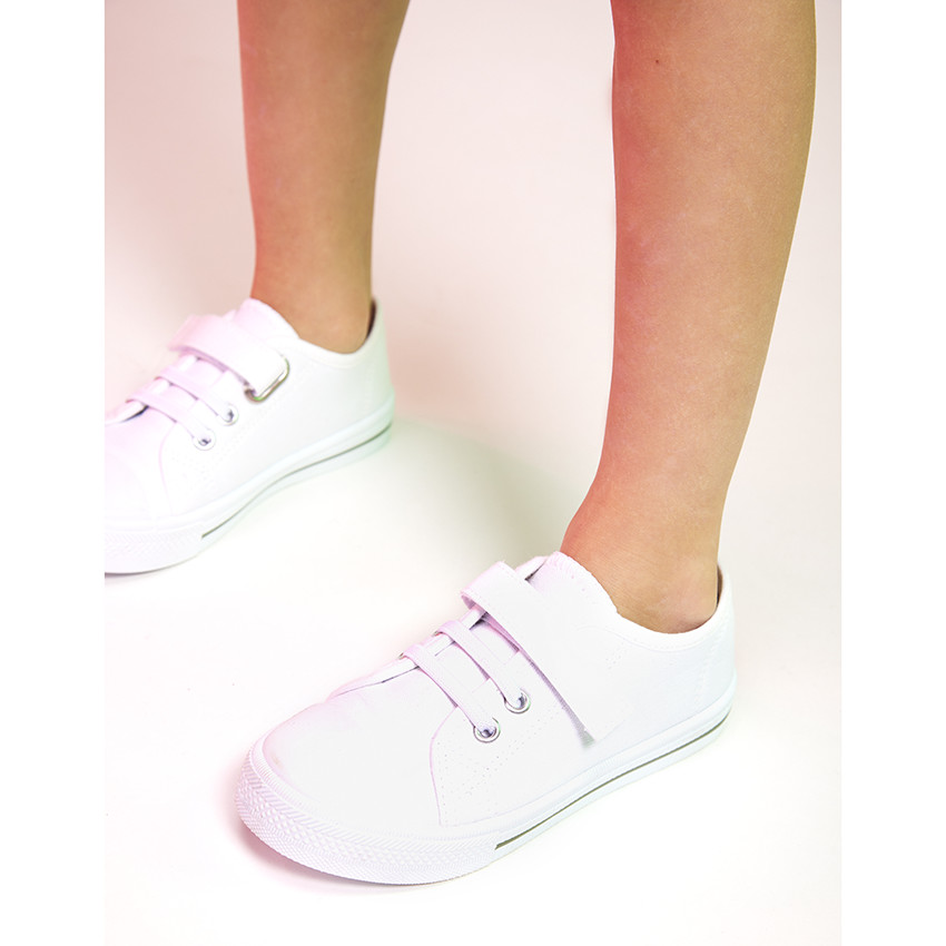 Zapatillas bajas de lona con cordones elásticos + velcro para niño 