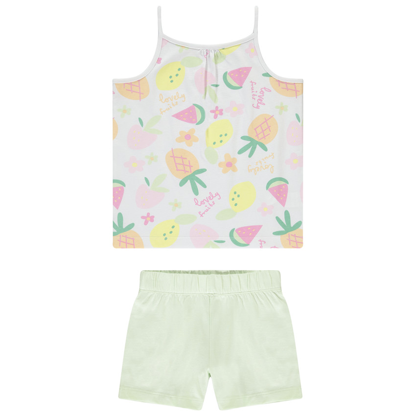Conjunto de 2 piezas con camiseta sin mangas estampada de frutas para niña. 