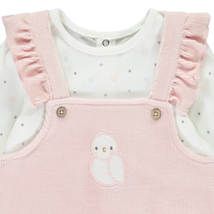 Pelele efecto 2 en 1 de terciopelo acanalado para bebé niña 