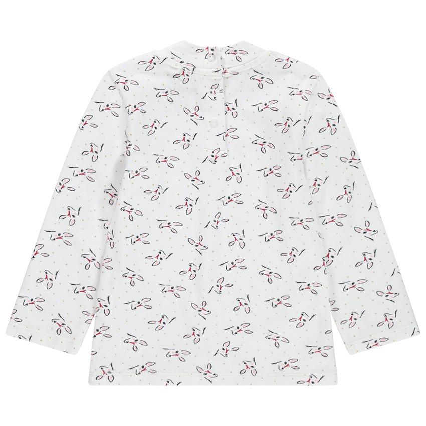 Camiseta interior con cuello alto de algodón ecológico y estampado de cervatillo all over 