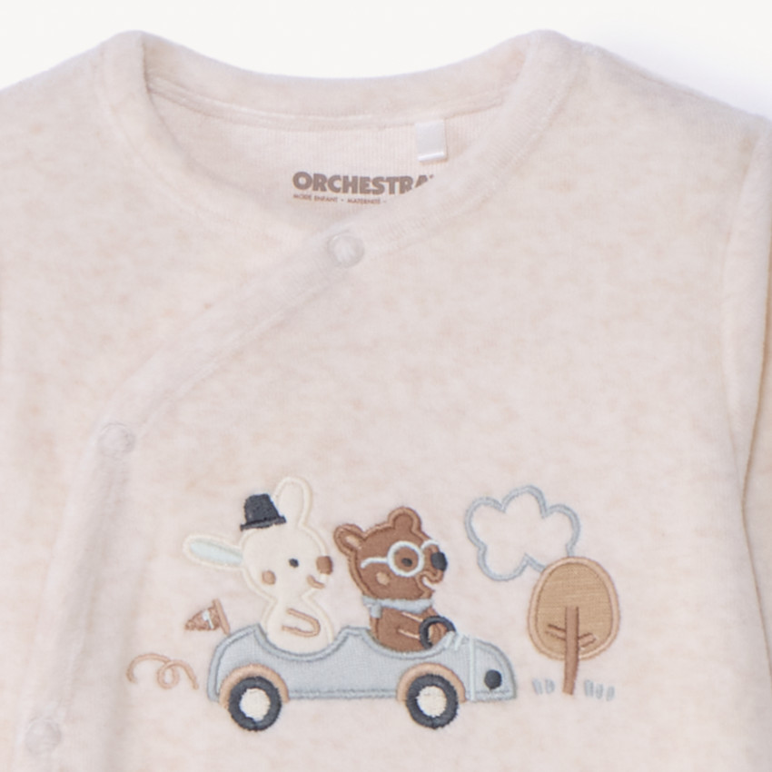 Pijama de felpa con parche de coche para bebé niño. 