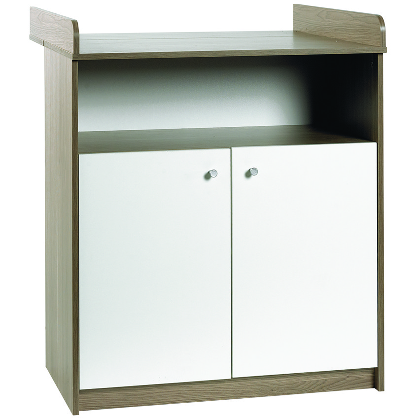 Commode 2 portes Classic Line - Blanc/Brun 