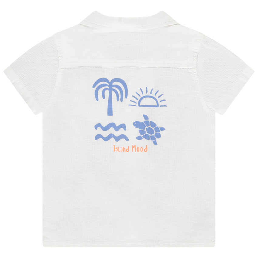 Camisa de manga corta estampada con cuello cubano para bebé niño 