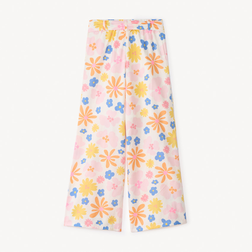 Pantalón amplio de popelín con estampado de flores para niña 