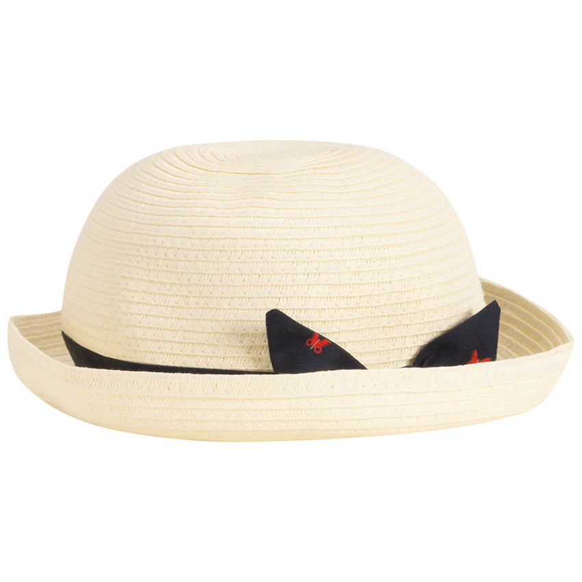 Sombrero bombín con cinta de mariposas y lazo para bebé niña 