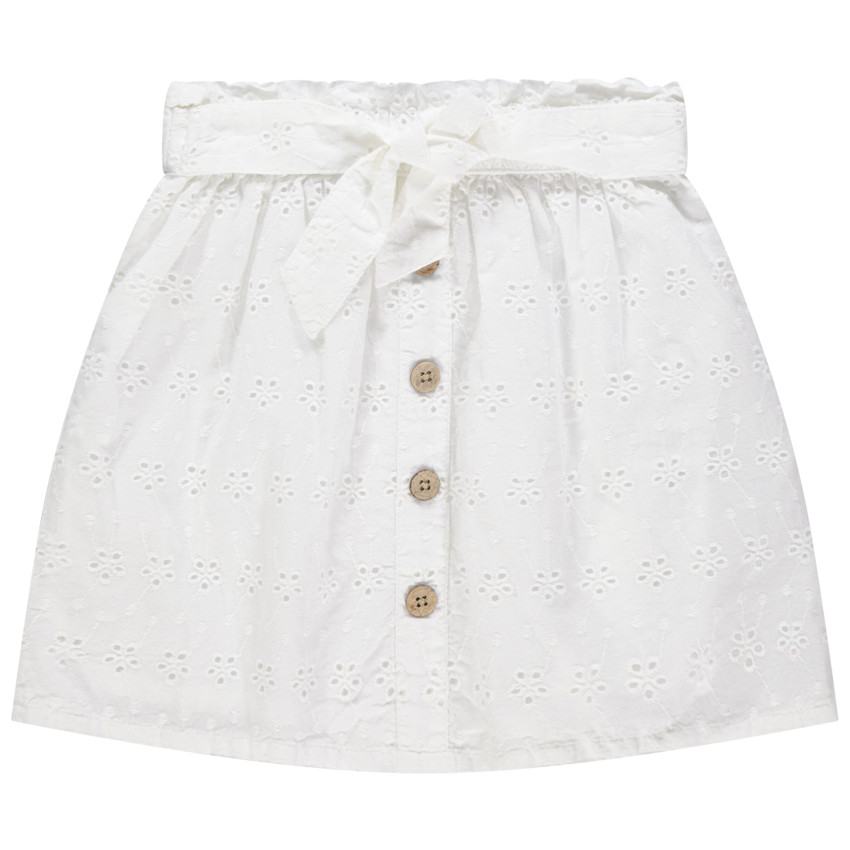 Jupe en broderie anglaise à boutons fantaisie 