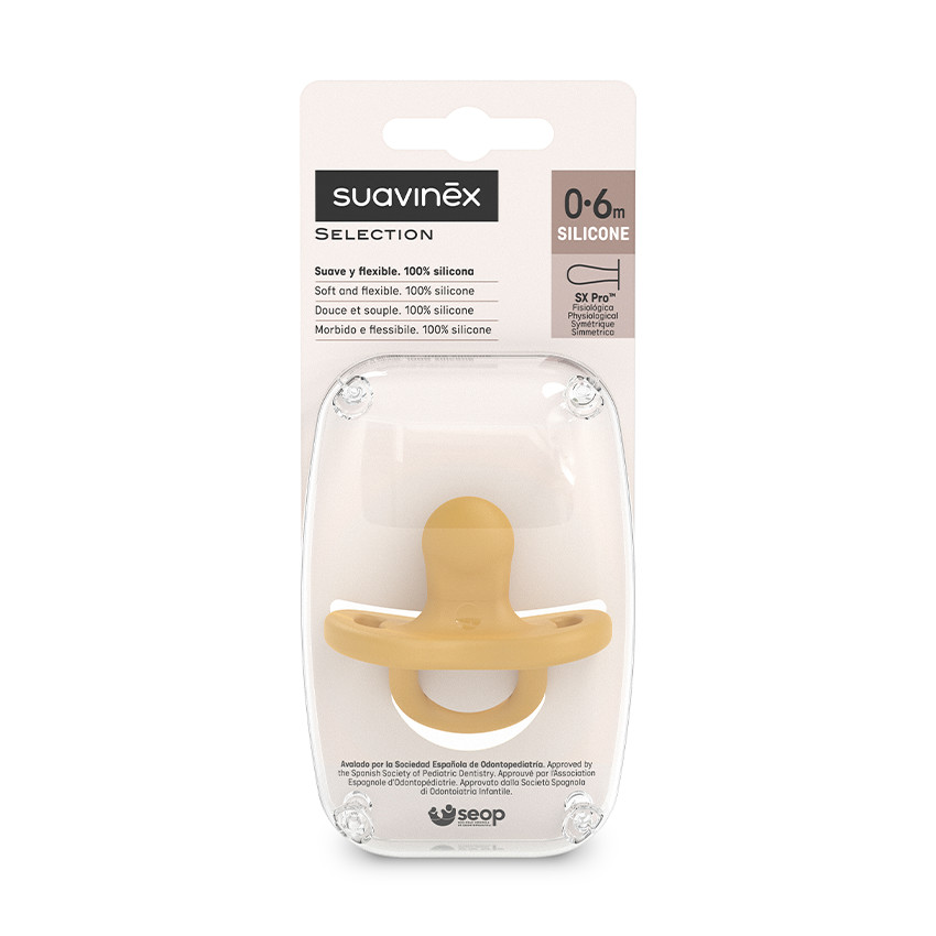 Sucette réversible en silicone Colour Essence 0-6M Moutarde 