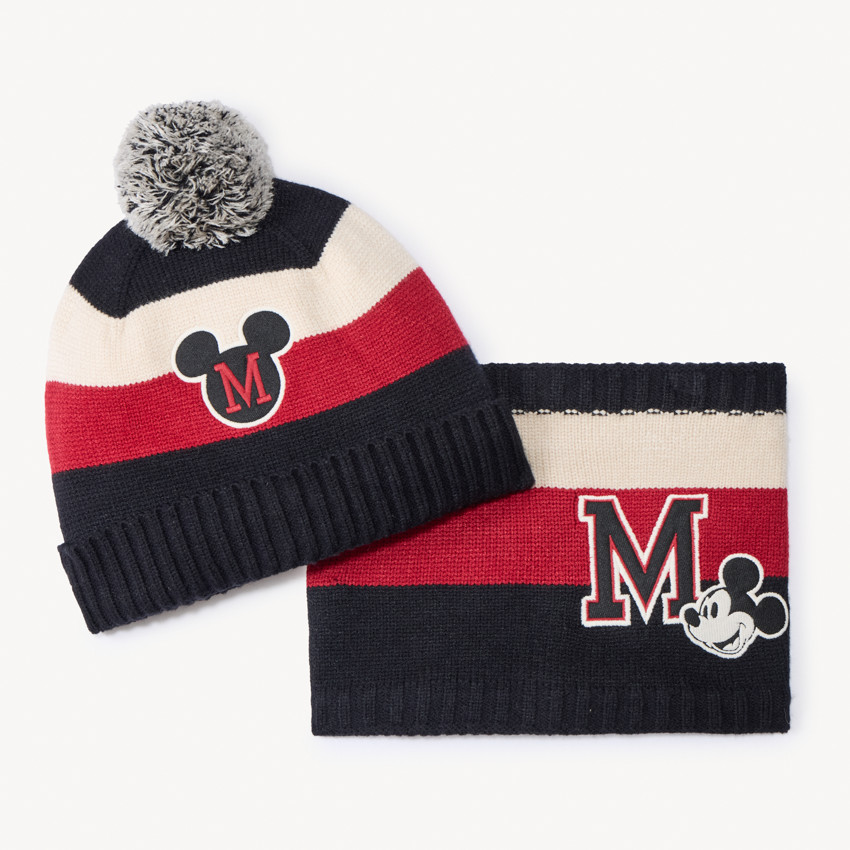 Set bonnet + snood en tricot Mickey Disney pour garçon 